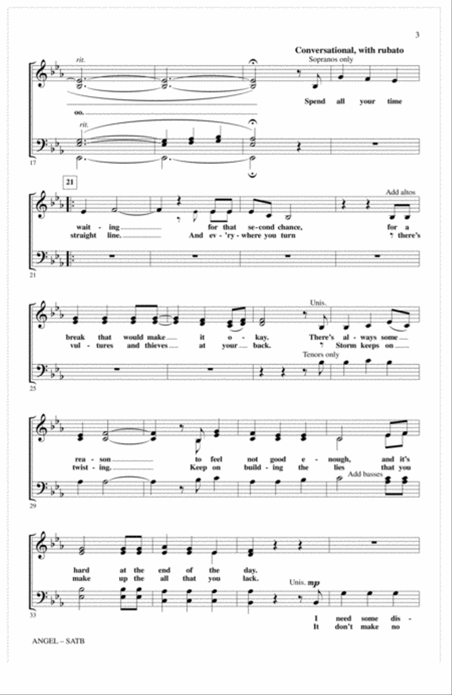 Angel (arr. Mac Huff) 4-Part scores gallery preview page 2