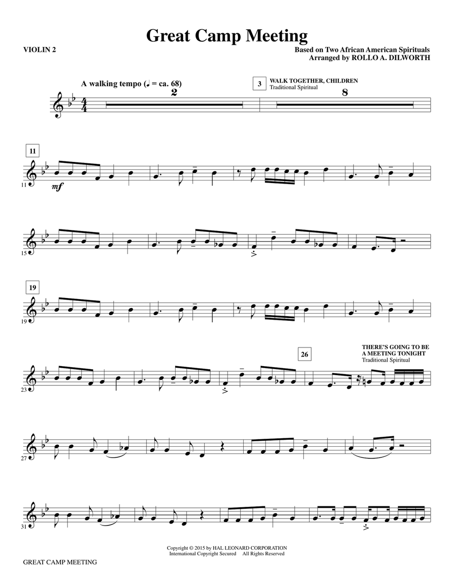 Great Camp Meeting (arr. Rollo Dilworth) - Violin 2