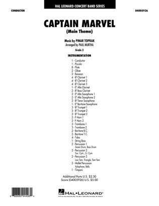 Book cover for Captain Marvel (Main Theme) (arr. Paul Murtha) - Conductor Score (Full Score)