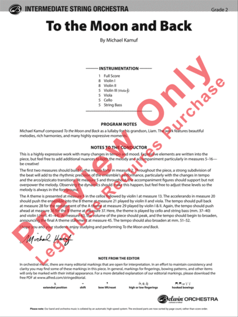 To the Moon and Back String Orchestra scores gallery preview page 2