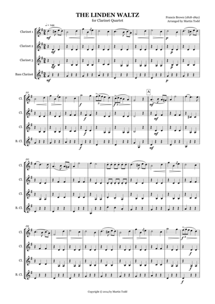 The Linden Waltz for Clarinet Quartet image number null
