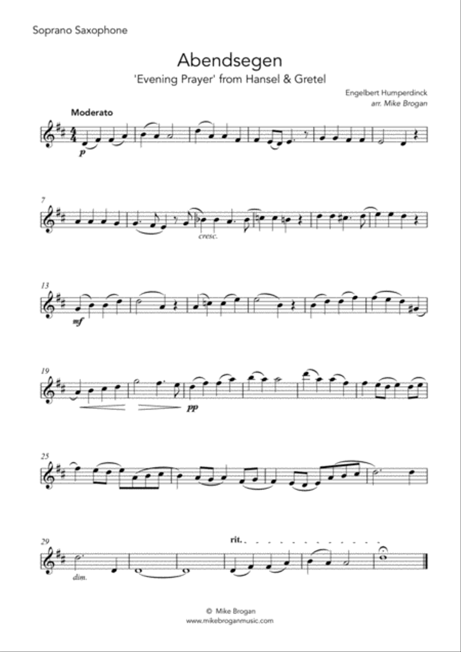 Evening Prayer (Abendsegen), Humperdinck - SATB saxophone quartet Saxophone Quartet scores gallery preview page 4