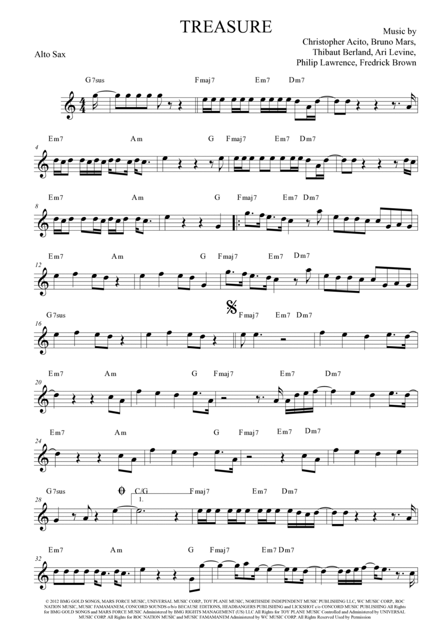 Treasure Alto Saxophone scores gallery preview page 1