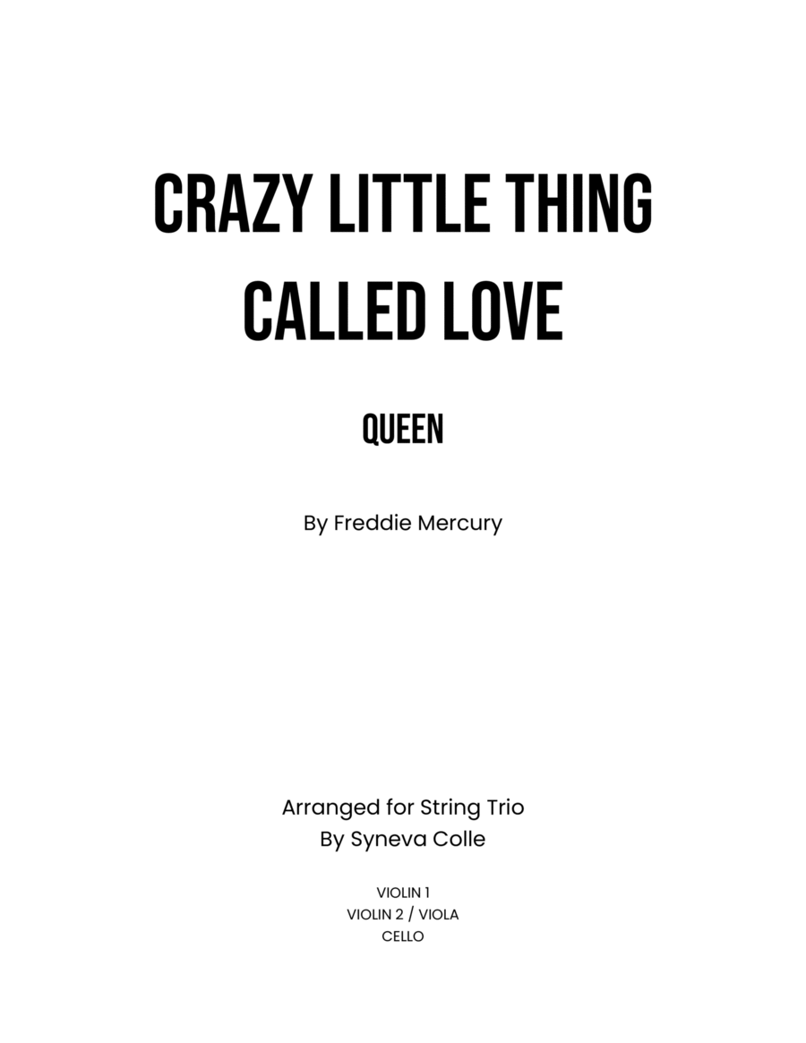 Crazy Little Thing Called Love Crazy Little Thing Called Love String Trio scores gallery preview page 1