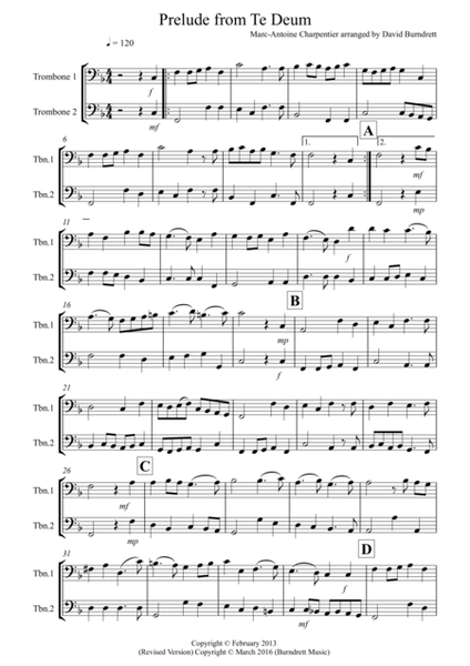 Prelude From Te Deum for Trombone Duet image number null