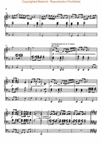 Festive Trumpet Tune - Organ Solo Or Organ/Bb Trumpet