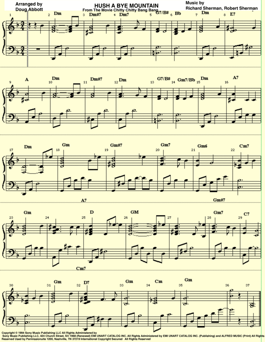 Hushabye Mountain Piano Solo scores gallery preview page 1