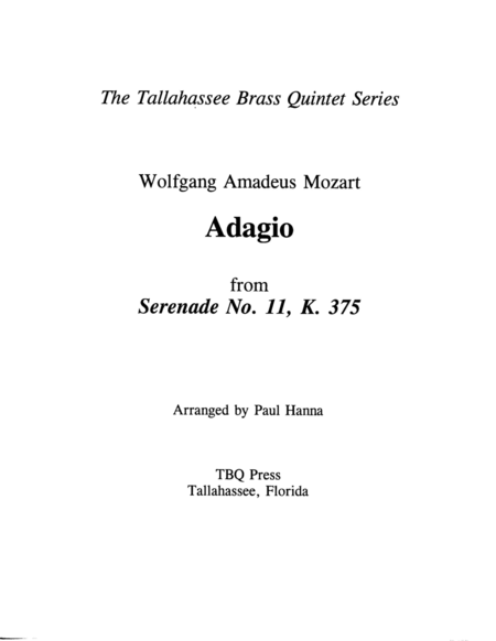 Adagio from Serenade No. 11, K. 375