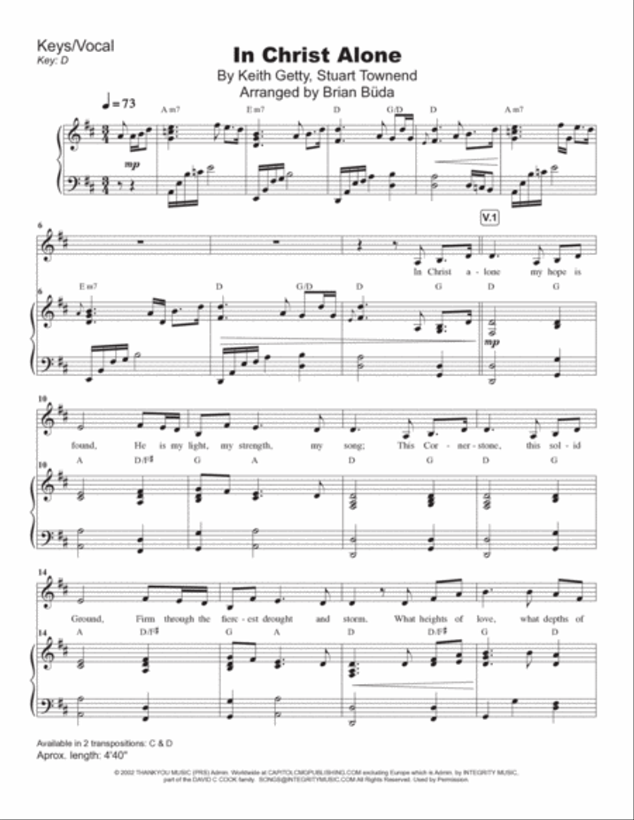 In Christ Alone Piano, Vocal, Guitar scores gallery preview page 2