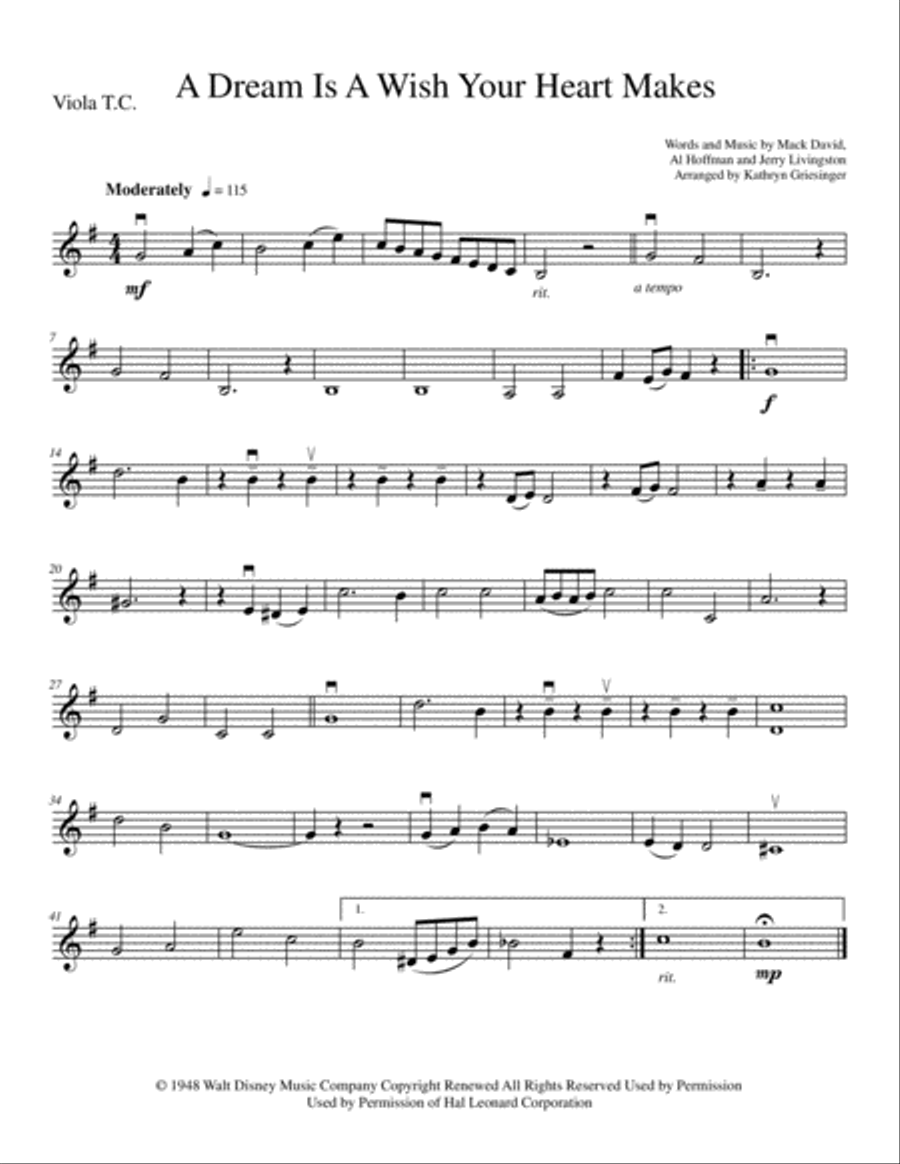 A Dream Is A Wish Your Heart Makes String Quartet scores gallery preview page 3
