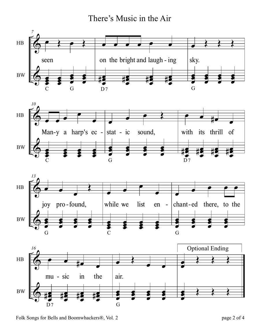 There's Music in the Air (for 13-note Bells and Boomwhackers with Black and White Notes) Handbell Choir scores gallery preview page 6