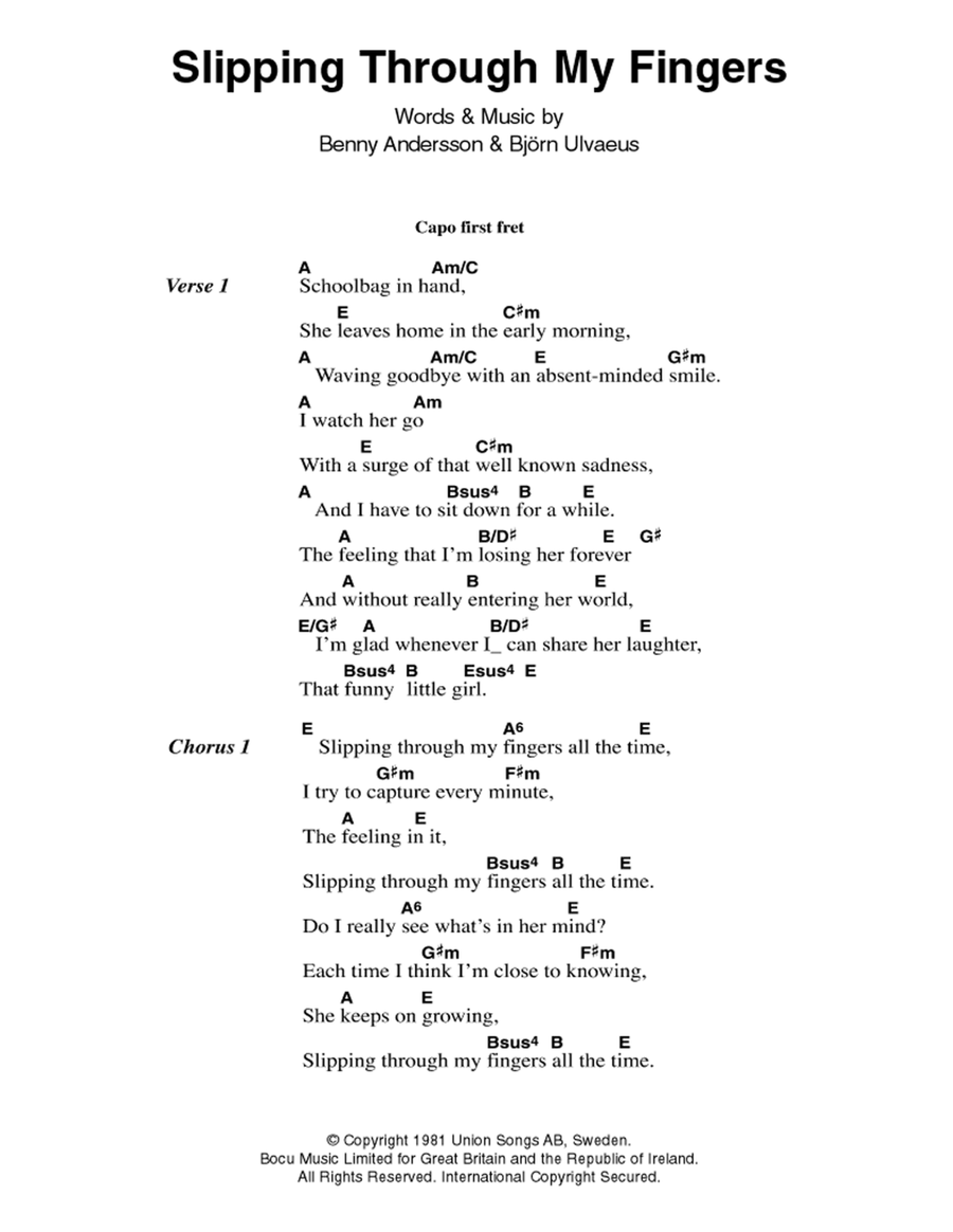 Slipping Through My Fingers Acoustic Guitar scores gallery preview page 1