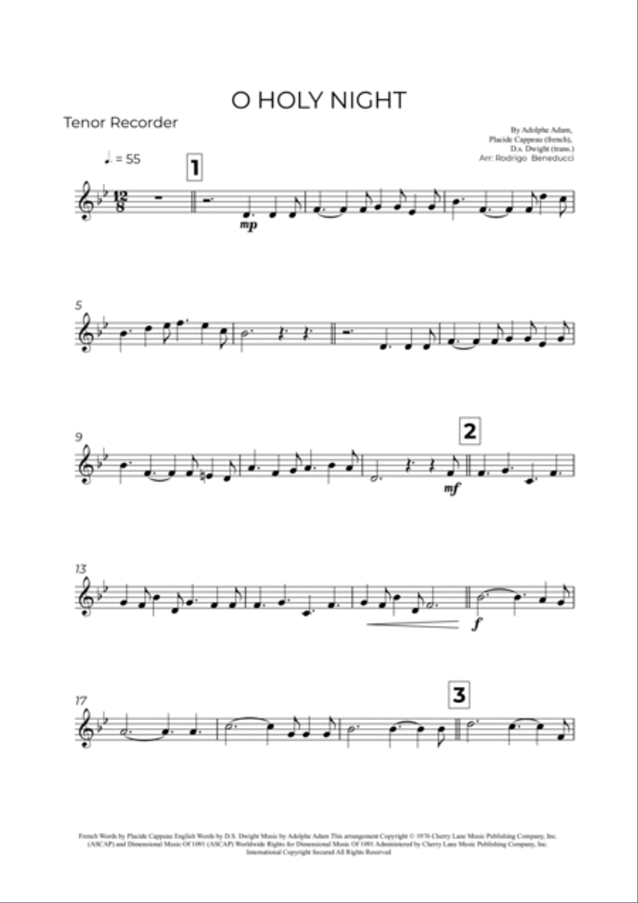 O Holy Night Tenor Recorder scores gallery preview page 2