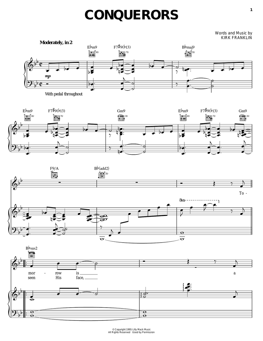 Conquerors Piano, Vocal, Guitar scores gallery preview page 1