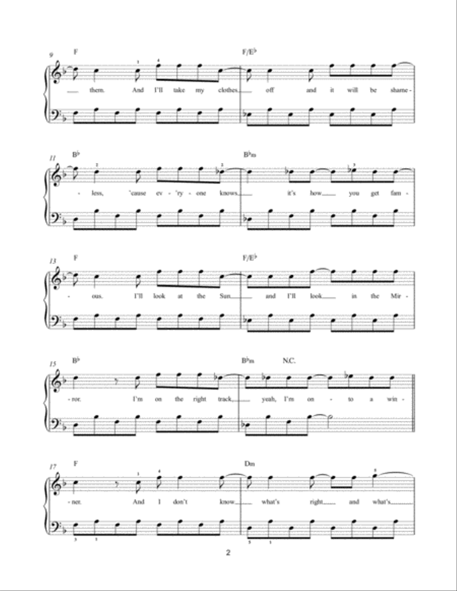 The Fear Easy Piano scores gallery preview page 2