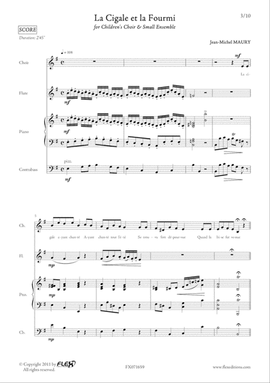 La Cigale et la Fourmi La Cigale et la Fourmi Children's Choir scores gallery preview page 3