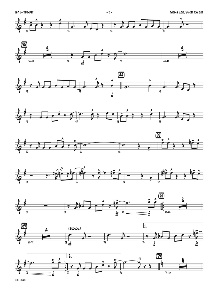 Swing Low, Sweet Chariot: 1st B-flat Trumpet B-Flat Trumpet scores gallery preview page 2