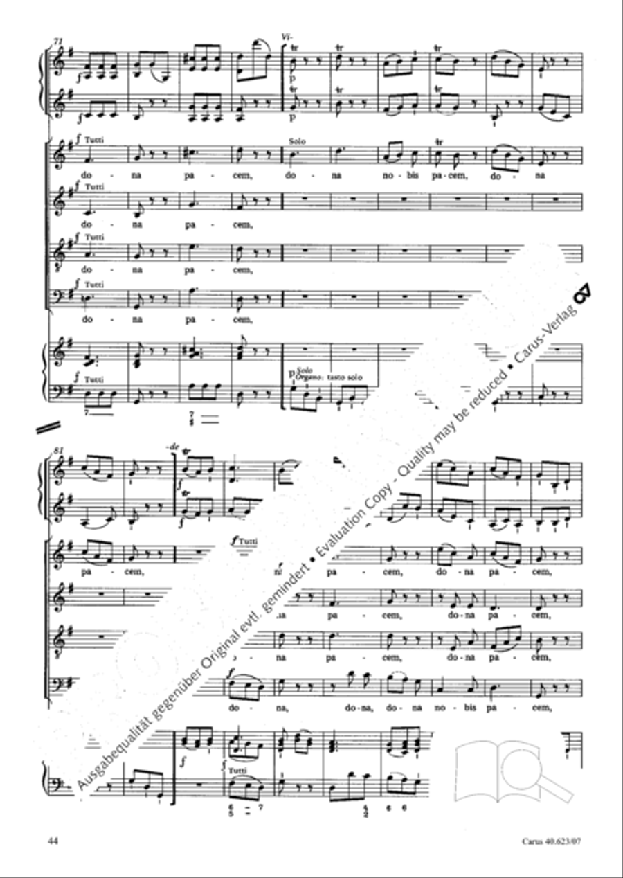 Missa brevis in G major 4-Part scores gallery preview page 45