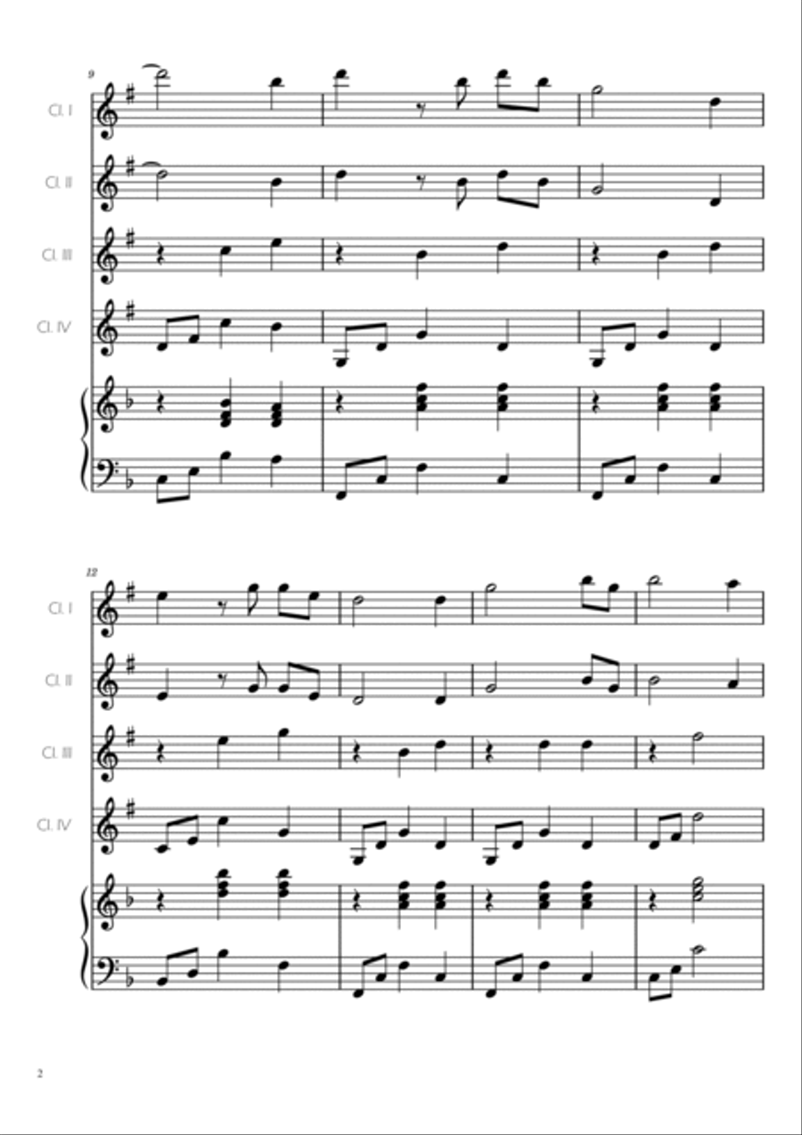 Amazing Grace - Clarinet Quartet w/ Piano Accompaniment Woodwind Ensemble scores gallery preview page 2