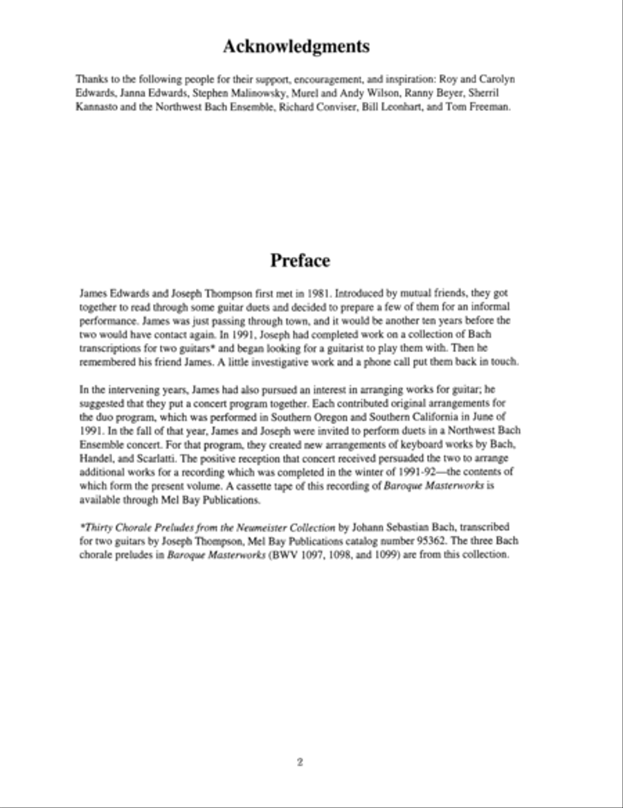 Baroque Masterworks for Two Guitars Lute scores gallery preview page 3