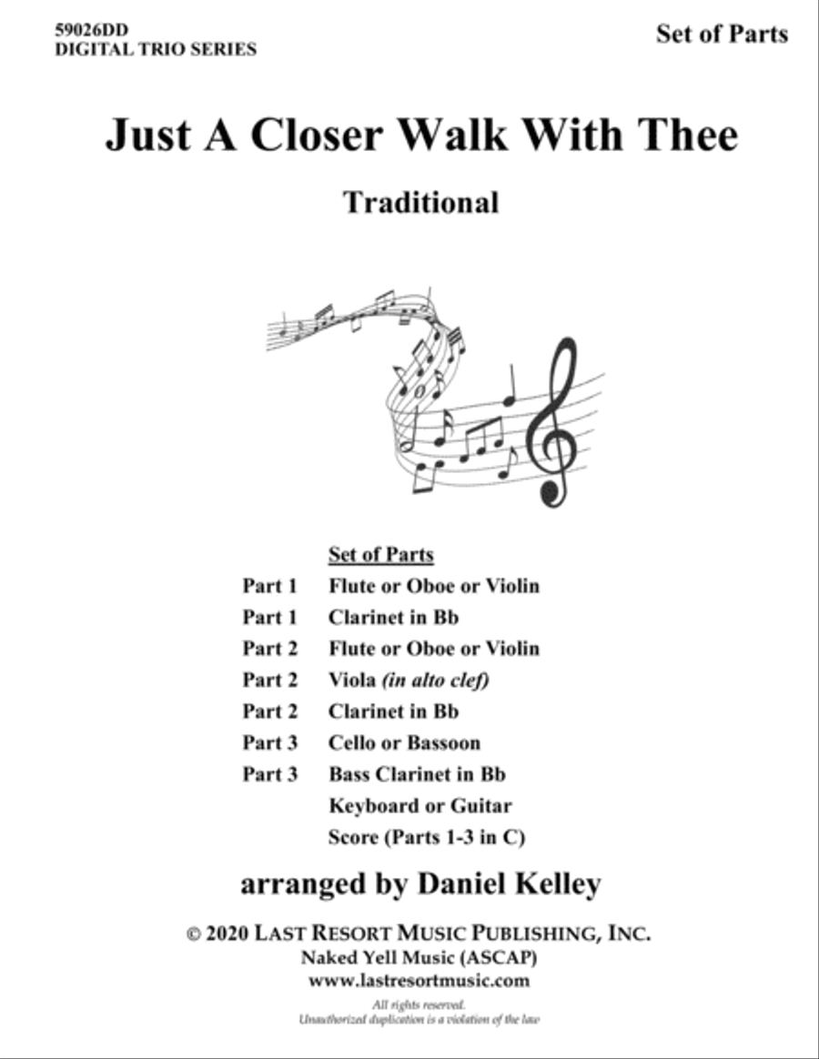Just A Closer Walk With Thee for String Trio (or Wind Trio or Mixed Trio) Music for Three Large Ensemble scores gallery preview page 1