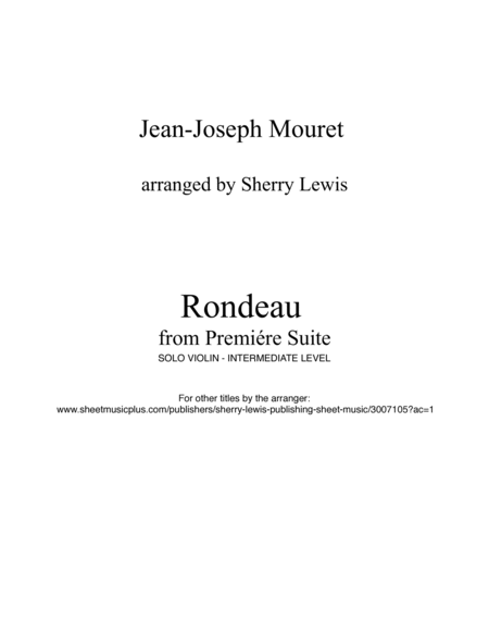 RONDEAU by Mouret, Violin Solo, Intermediate Level image number null