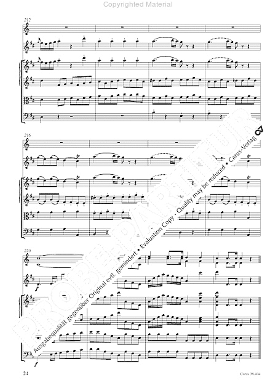 Concerto for Flute in D major (Concerto per il Flauto traverso in D / Flotenkonzert in D) Flute Solo scores gallery preview page 26