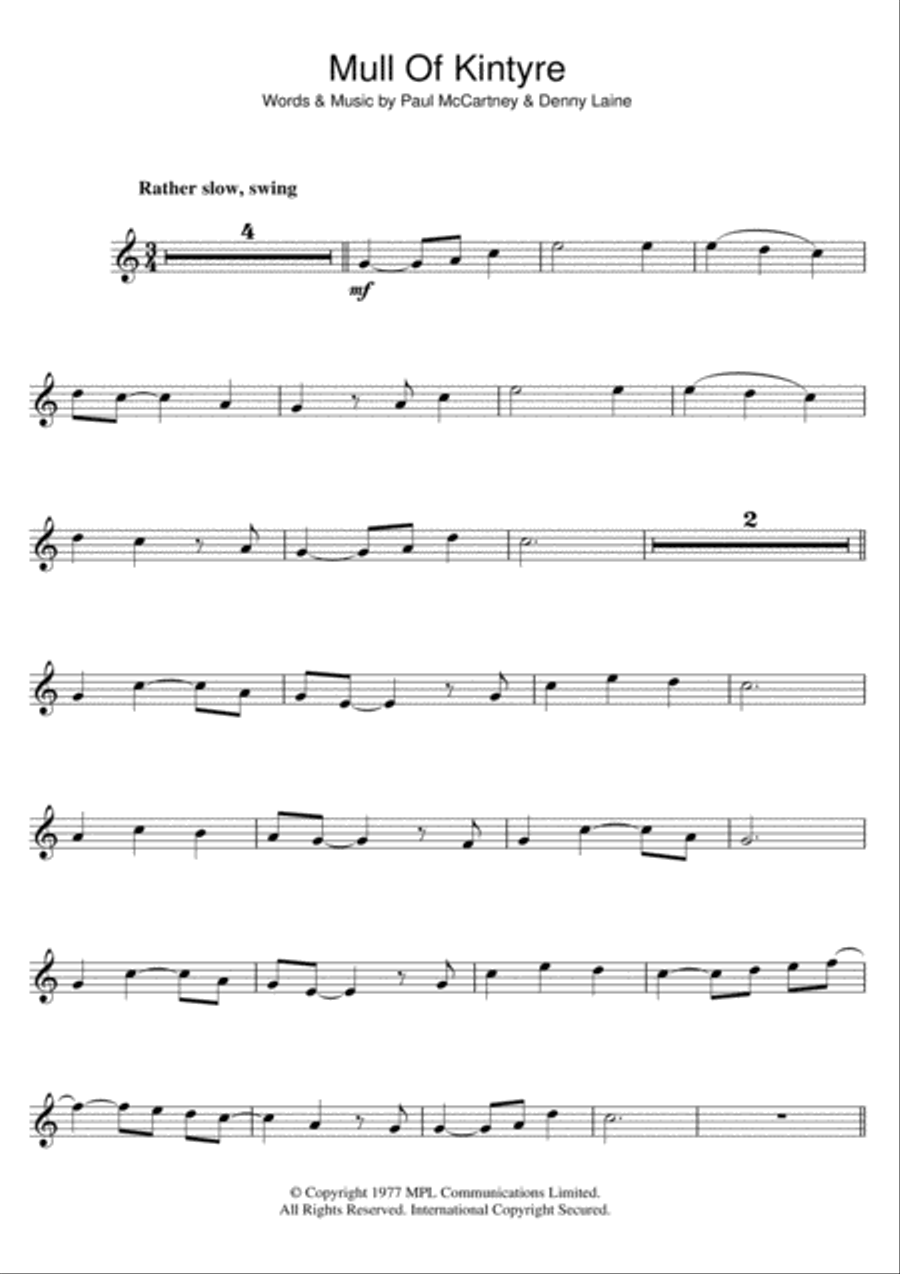 Mull Of Kintyre Clarinet Solo scores gallery preview page 1