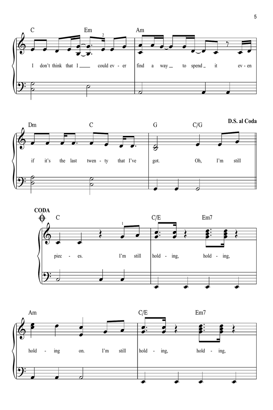 In The Stars Easy Piano scores gallery preview page 5