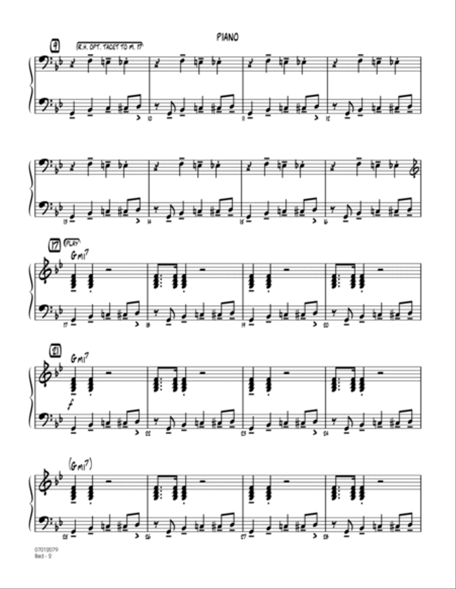 Bad - Piano Bad - Piano Jazz Ensemble scores gallery preview page 2