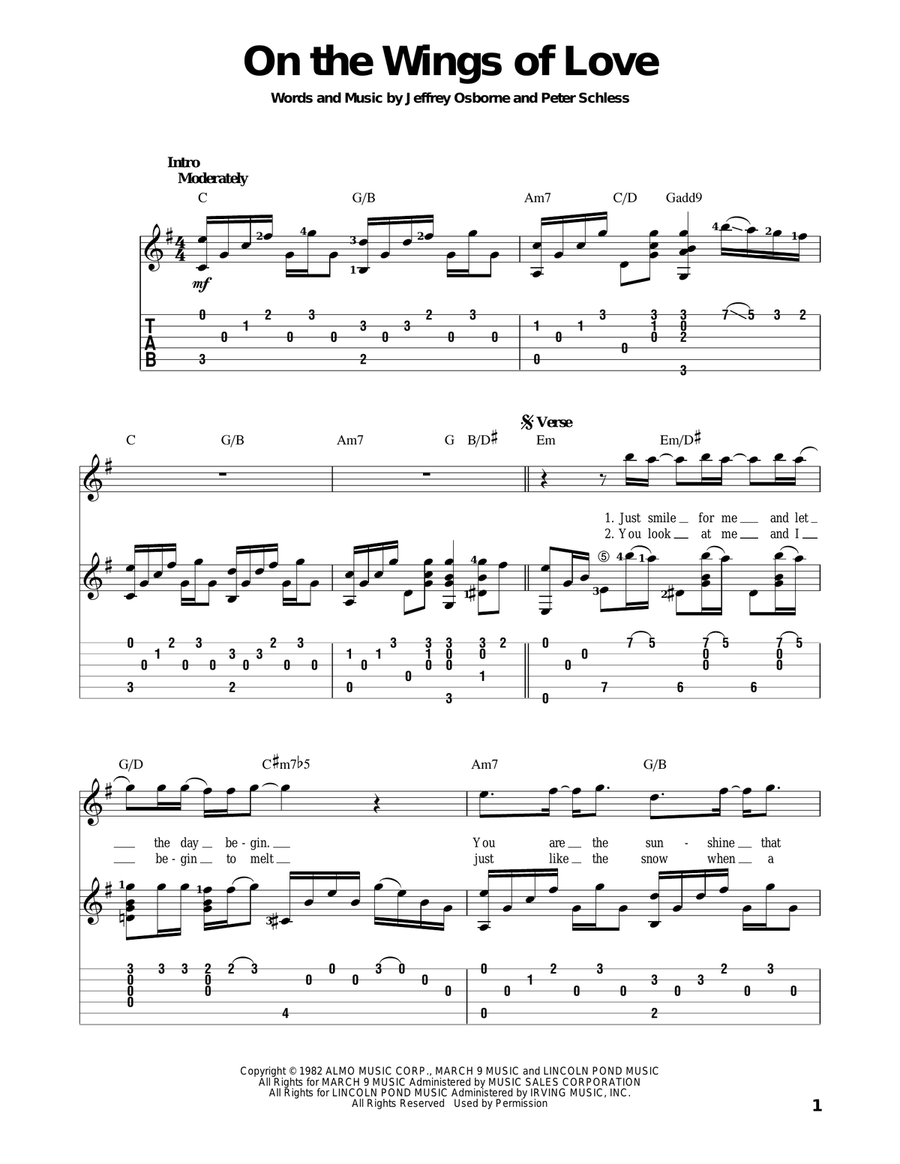 On The Wings Of Love On The Wings Of Love Acoustic Guitar scores gallery preview page 1