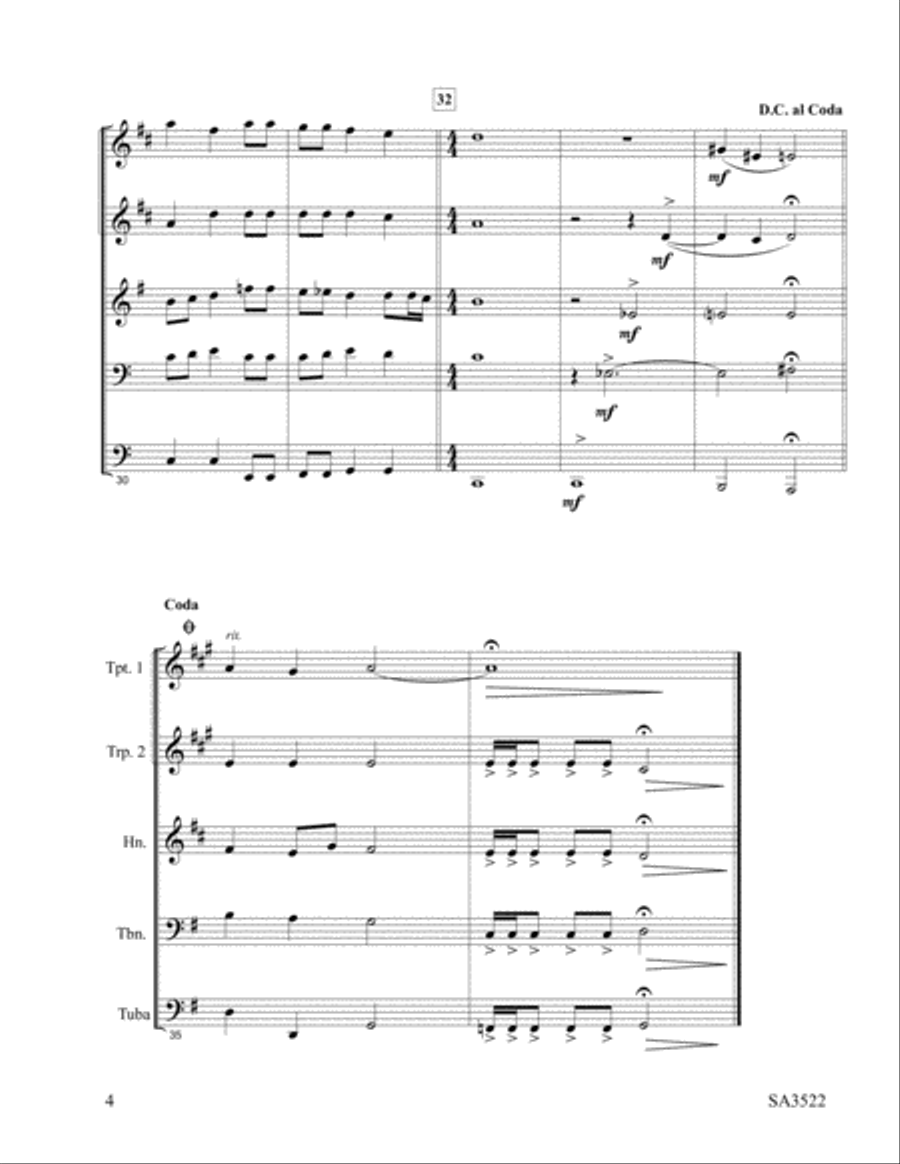 Guide Me, O Thou Great Jehovah Brass Quintet scores gallery preview page 4