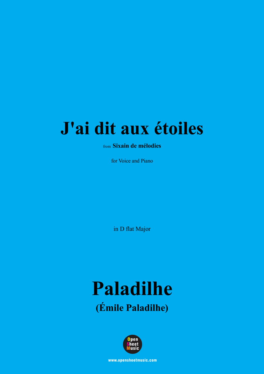 Paladilhe-J'ai dit aux étoiles(Sérénade),in D flat Major Voice scores gallery preview page 1