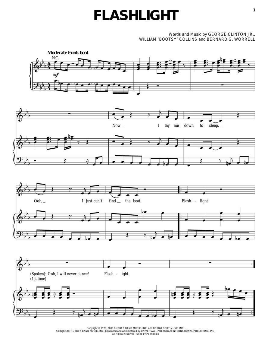 Flashlight Piano, Vocal, Guitar scores gallery preview page 1