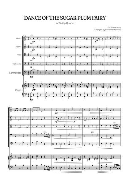 Dance of the Sugar Plum Fairy • String Quintet sheet music with piano accompaniment