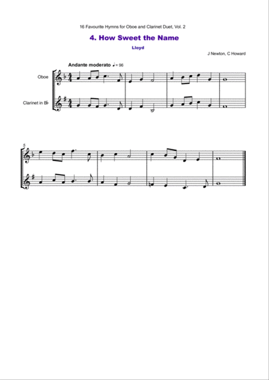16 Favourite Hymns Vol.2 for Oboe and Clarinet Duet Woodwind Duet scores gallery preview page 5
