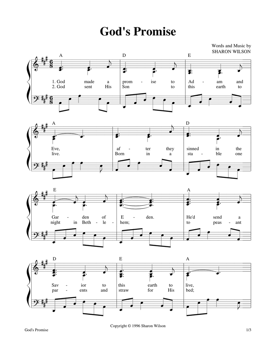 God's Promise Piano, Vocal scores gallery preview page 1