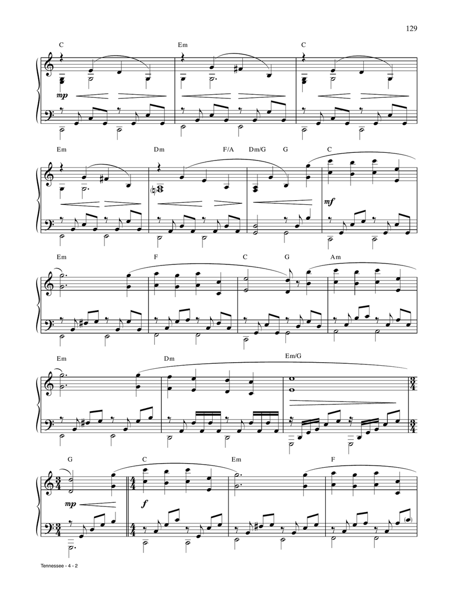 Tennessee (from Pearl Harbor) Piano Solo scores gallery preview page 2