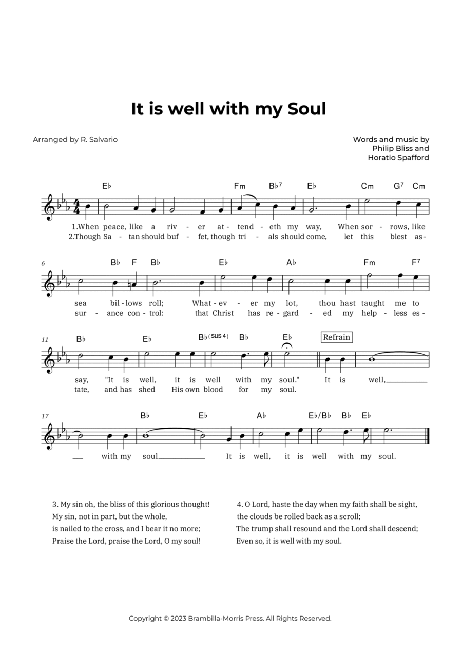 It is Well with My Soul (Key of E-Flat Major) Piano scores gallery preview page 1