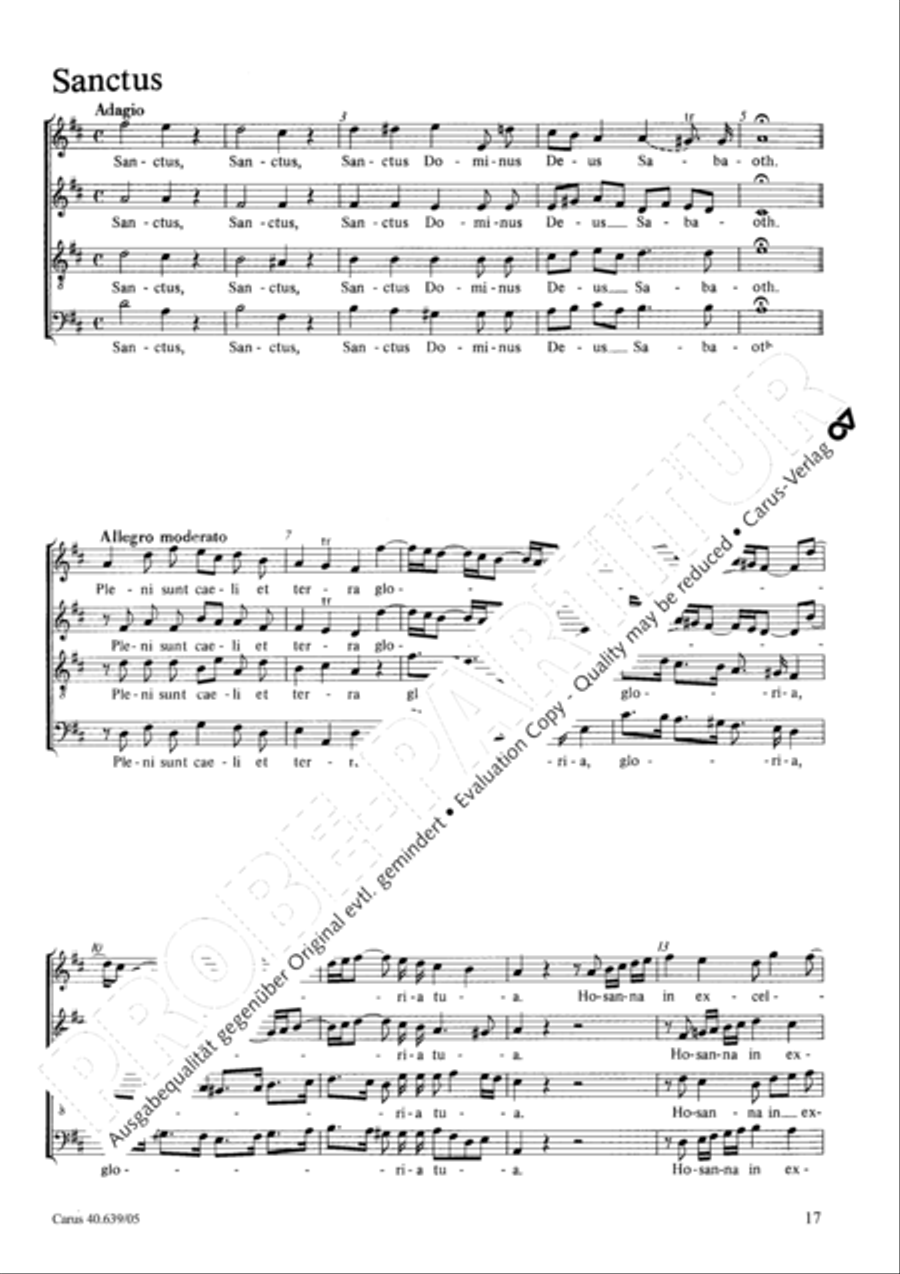 Mass in D Major (Missa in D) 4-Part scores gallery preview page 18