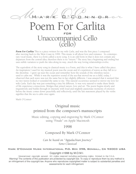 Poem For Carlita (for unaccompanied cello) image number null