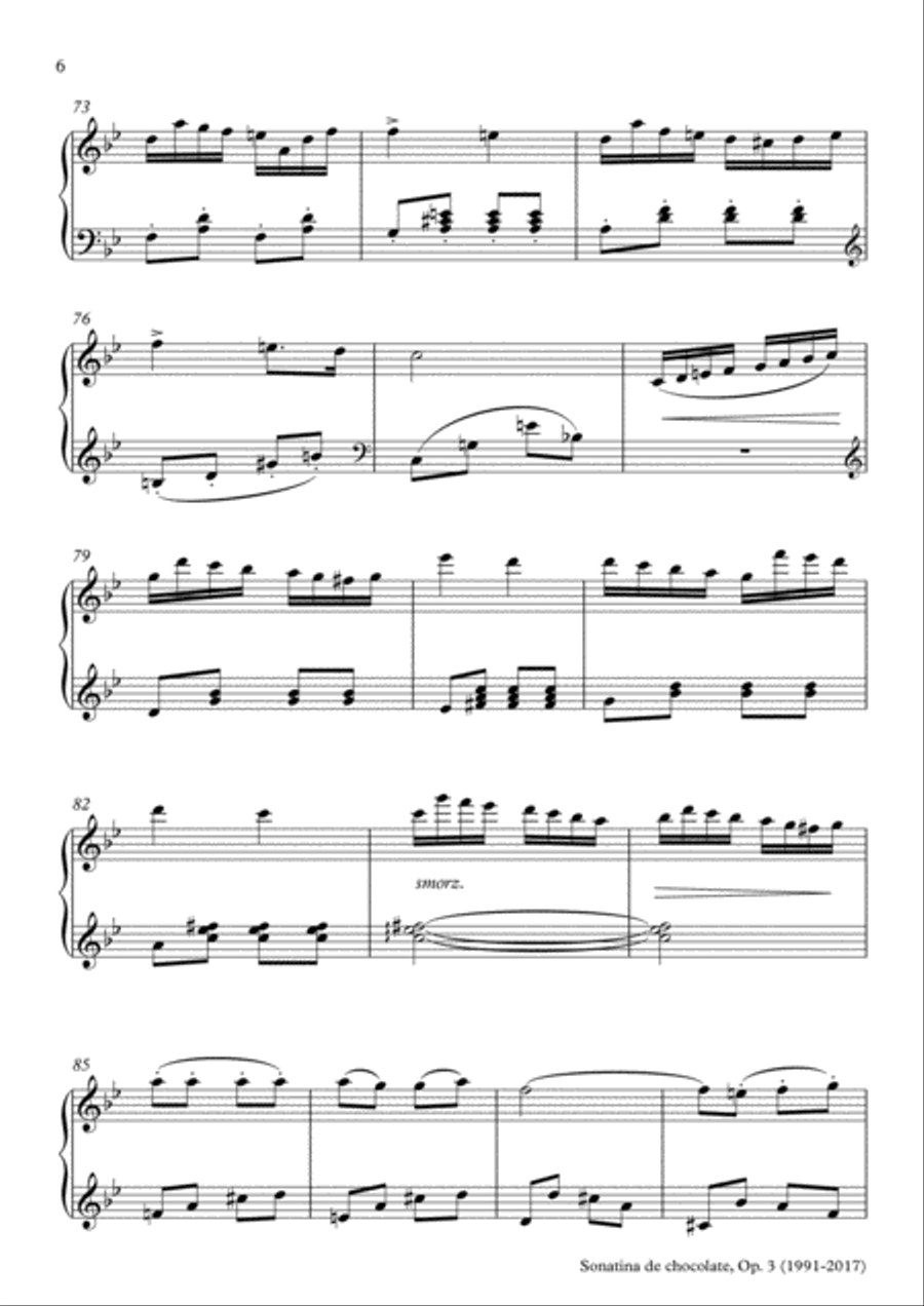 Sonatina de chocolate, Op.3 (para piano) (2017) - I. Allegro Moderato Piano Solo scores gallery preview page 6