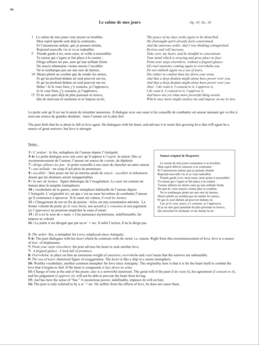 Op. 45, No. 10: Le calme de mes jours from Songs of Gouvy, V2 Voice Solo scores gallery preview page 1