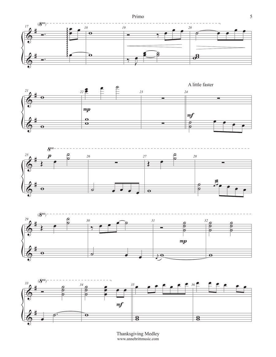 Thanksgiving Medley 1 Piano, 4-Hands scores gallery preview page 5