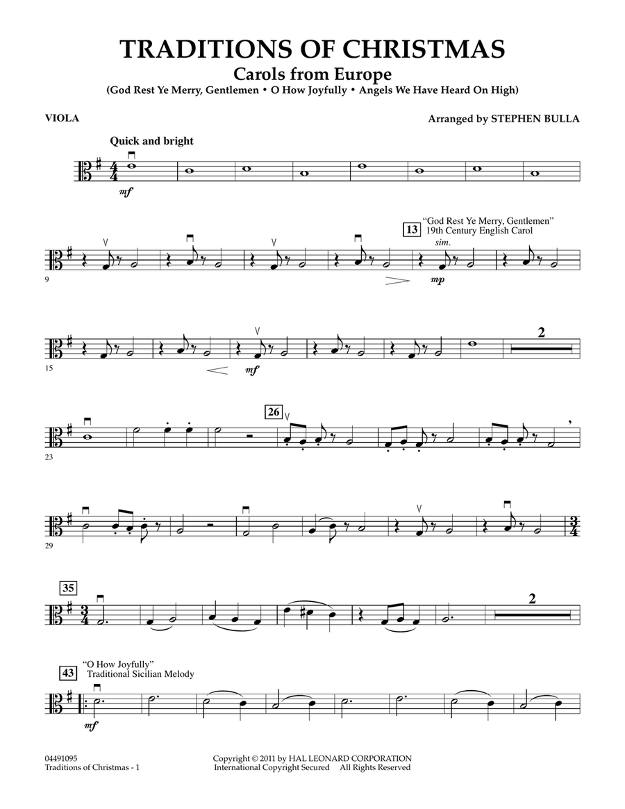 Traditions Of Christmas (Carols From Europe) - Viola Orchestra scores gallery preview page 1