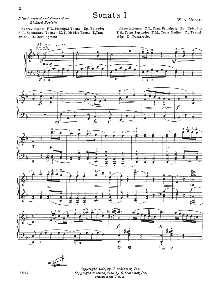 Sonata In F Major, K. 332 Piano Solo scores gallery preview page 1