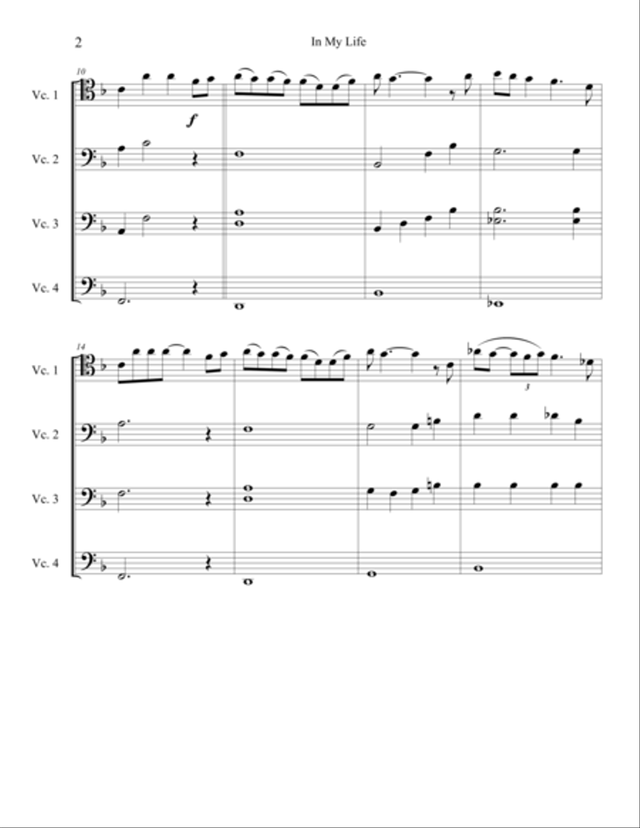 In My Life In My Life Cello scores gallery preview page 3