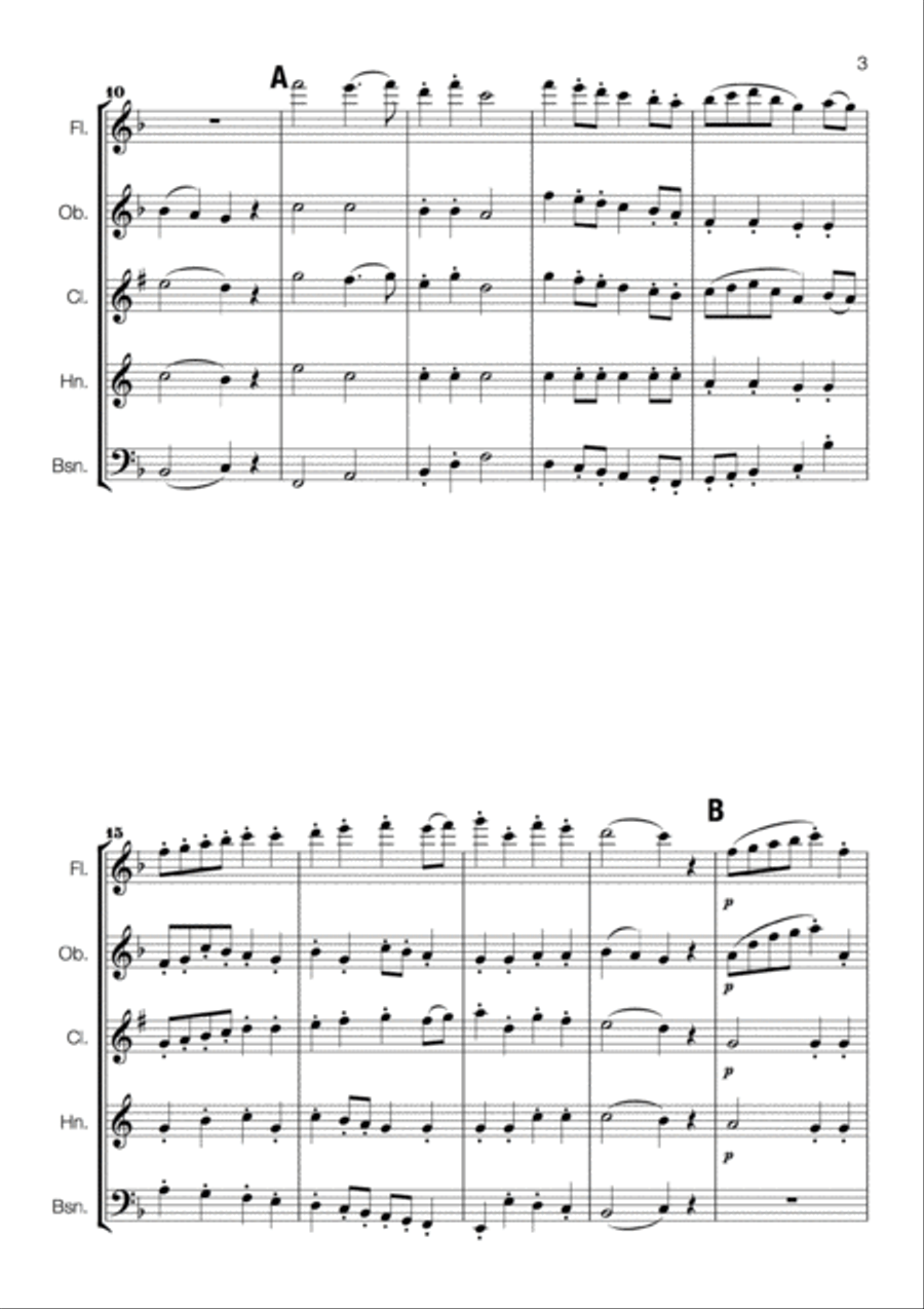 Holst - Second Suite in F for Military Band 1. March (arr. for Wind Quintet) Woodwind Quintet scores gallery preview page 3