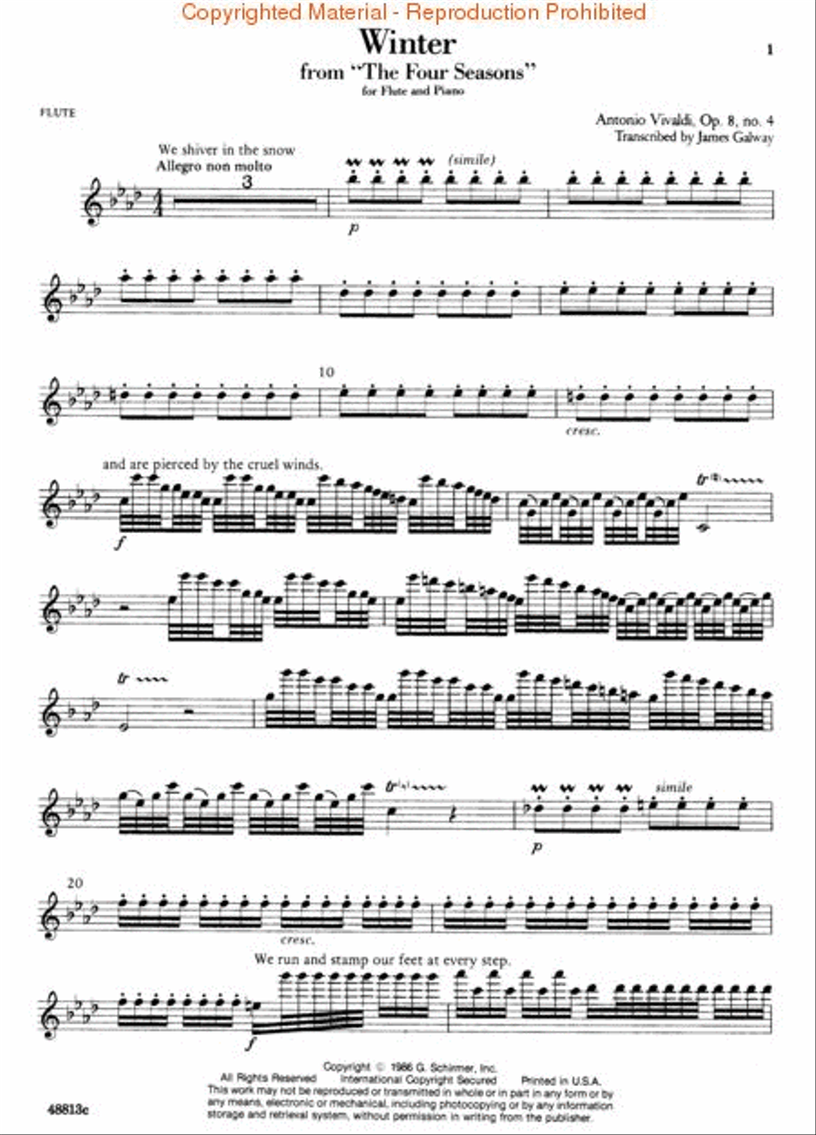 Concerto in F Minor “L'inverno” (Winter) from The Four Seasons RV297, Op.8 No.4 Flute Solo scores gallery preview page 2