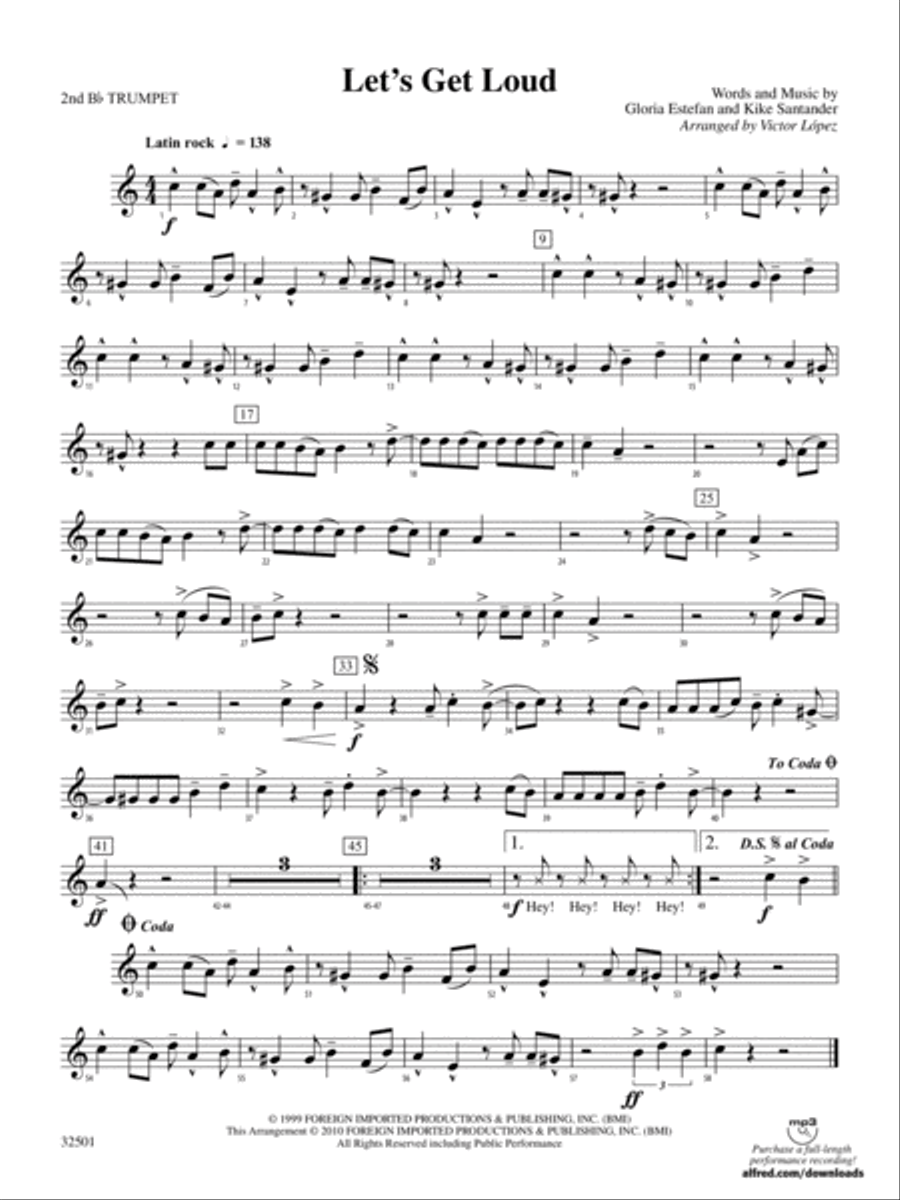 Let's Get Loud: 2nd B-flat Trumpet Concert Band scores gallery preview page 1
